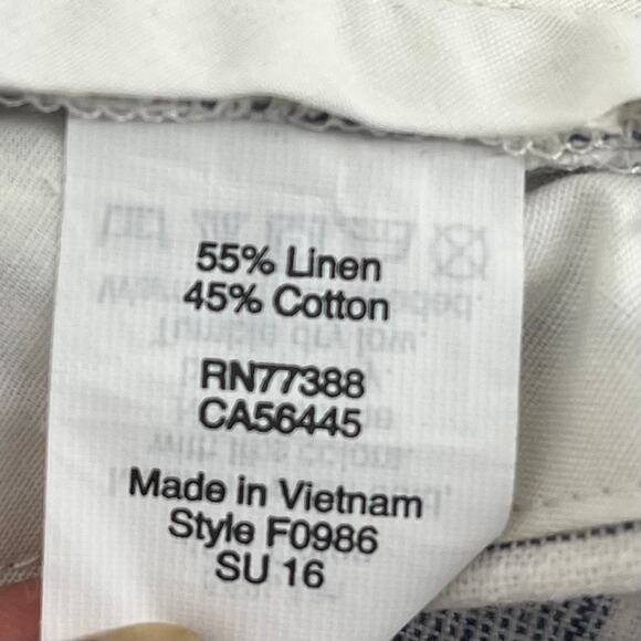 J.Crew Men's 33W‎ Rivington Gray White Striped Linen Shorts Pocket High Rise - Picture 3 of 4